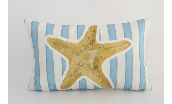 Coussin étoile rayée bleue