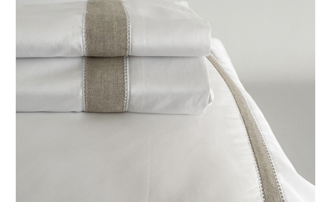 Drap de dessus avec oreillers Linho...