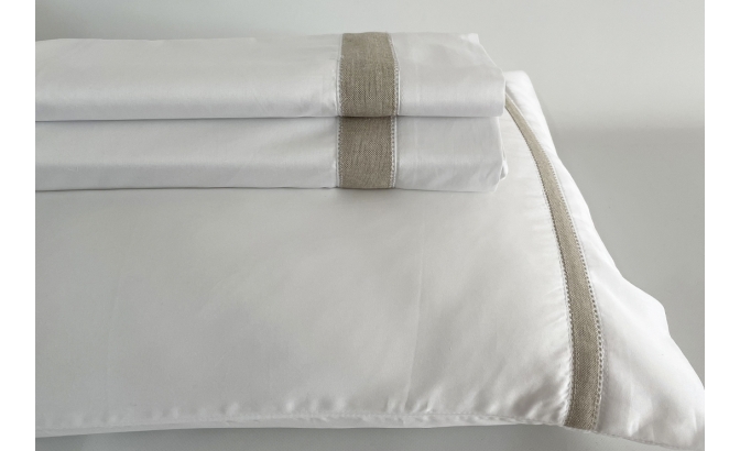 Drap de dessus avec oreillers Linho...