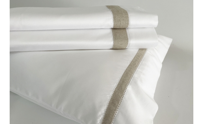 Drap de dessus avec oreillers Linho...