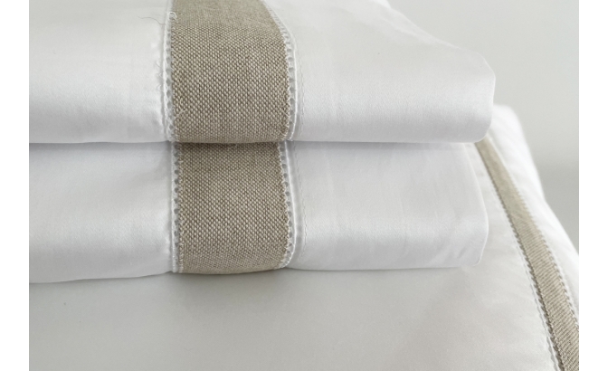 Drap de dessus avec oreillers Linho...