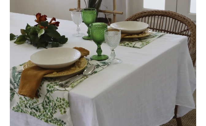 Mantel lino lavado  blanco