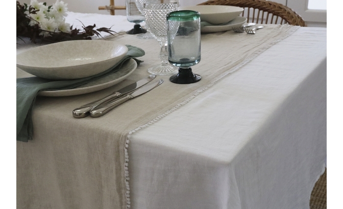 Nappe lin lavé blanc