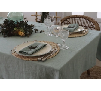 Nappe lin lavé vert
