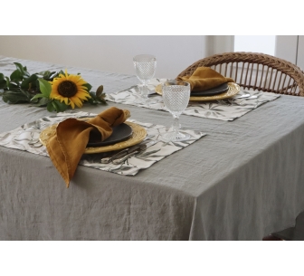 Grey washed linen tablecloth