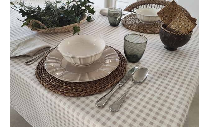Toalha de mesa Vichy bege