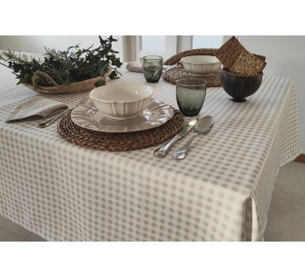 Toalha de mesa Vichy bege
