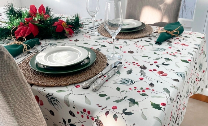 Toalha de mesa antimancha Azevinho