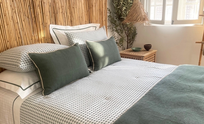 Edredão Vichy verde