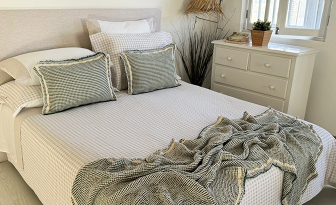 Set de housse de couette Vichy beige