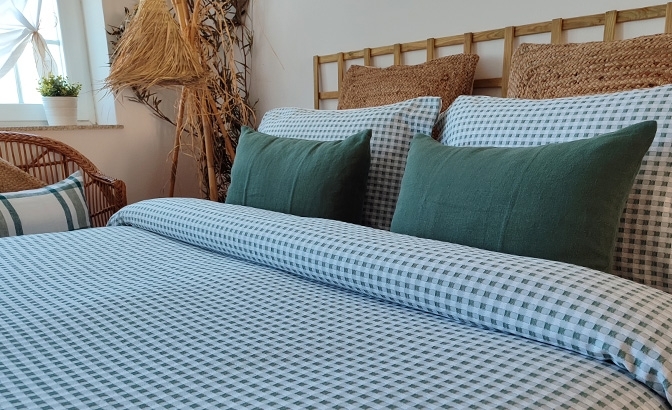 Set de housse de couette Vichy vert