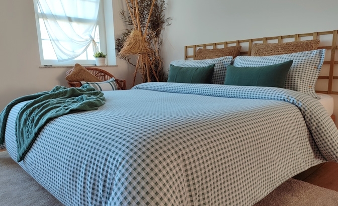 Duvet bag set Vichy green