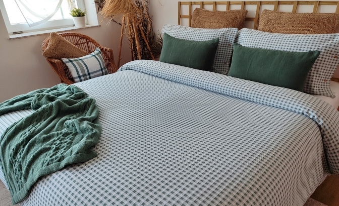 Duvet bag set Vichy green