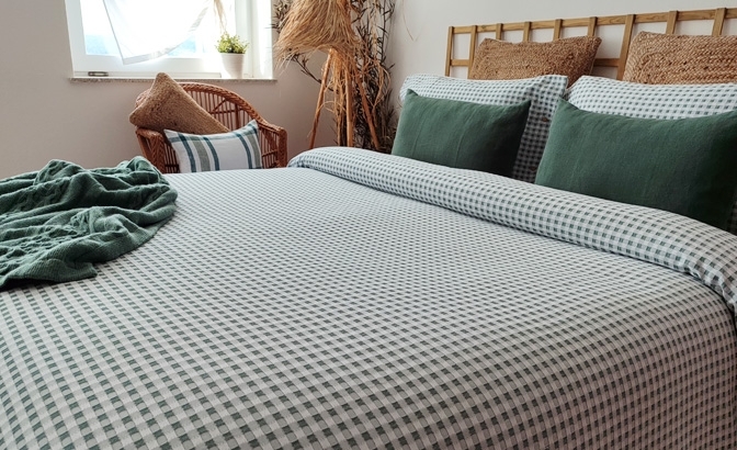 Duvet bag set Vichy green