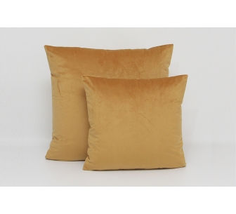 Coussin en velours moutarde