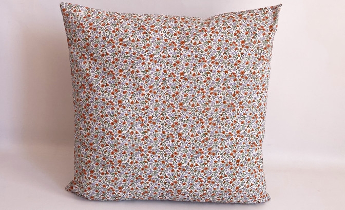 Coussin Flor bleu/brique